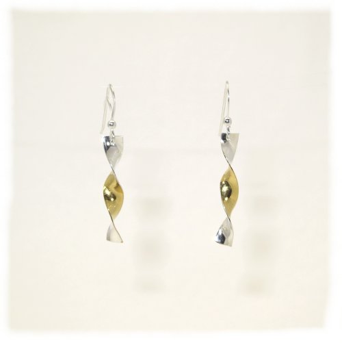 Fine siler twists - part gold earrings